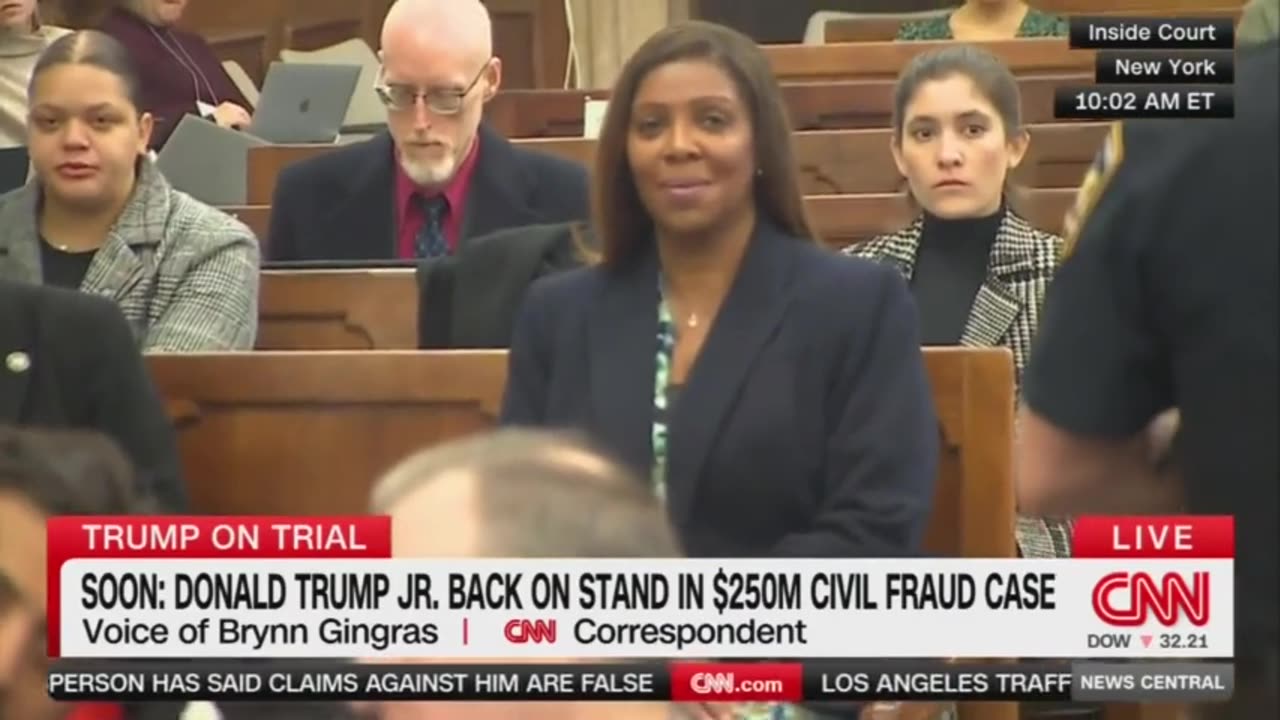 Corrupt AG Letitia James Caught Smirking Before Don Jr.'s Testimony