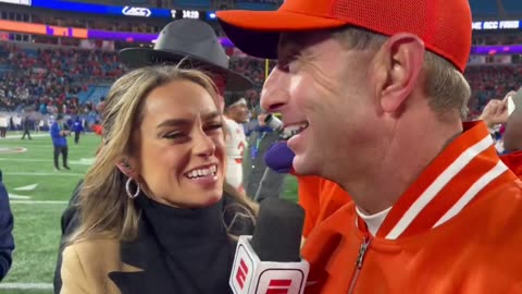 Clemson Coach Dabo Swinney Praises God After Big Last Second Win Sends Them to the Playoffs