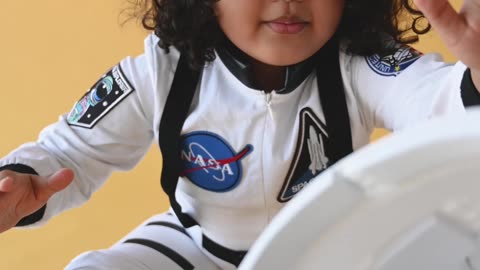 A Beautiful Kid In Astronaut Suit