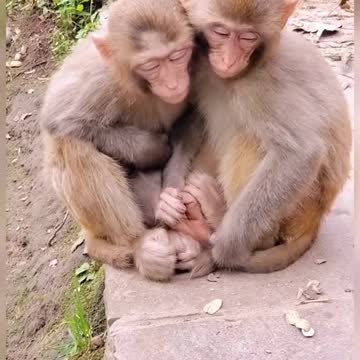 Monkey sleeping with their family