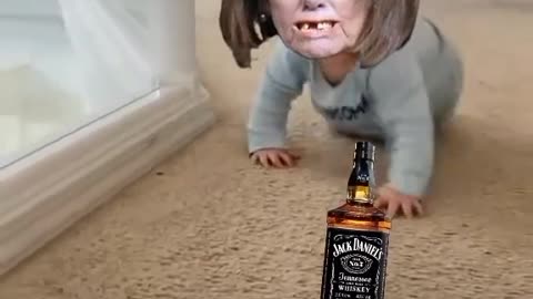 Nancy chasing the bottle