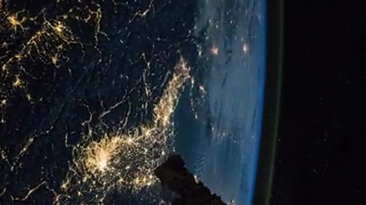 Earth at Night Seen from the International Space Station - City Lights and Thunderstrom...