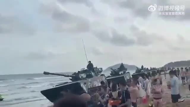 🇨🇳China's military deployed Type 63A light amphibious tanks at Xiamen City beaches, Fujian province,