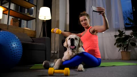 Woman taking a selfie after a workout