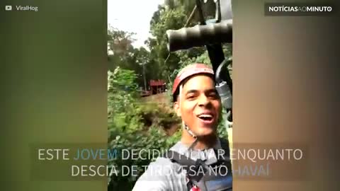 Jovem perde prótese dentária em tirolesa no Havaí