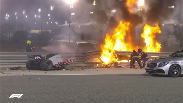 Romain Grosjean Walks Away From Dramatic, Fiery Crash | 2020 Bahrain Grand Prix