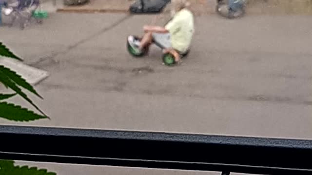 Riding a custom big wheel