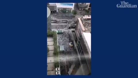 People flee in panic as a 300-metre-high skyscraper wobbles in china