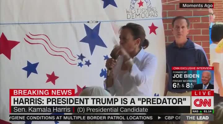 Kamala Harris claims Trump is a 'predator'