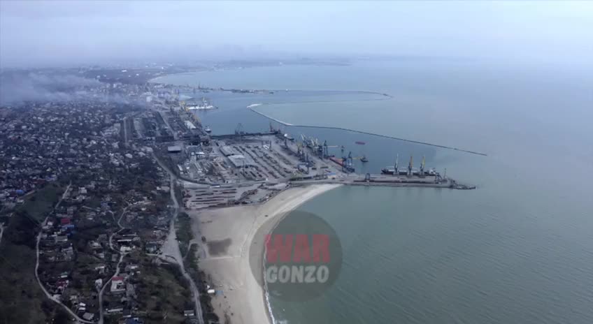 the first shots of the liberated seaport of Mariupol