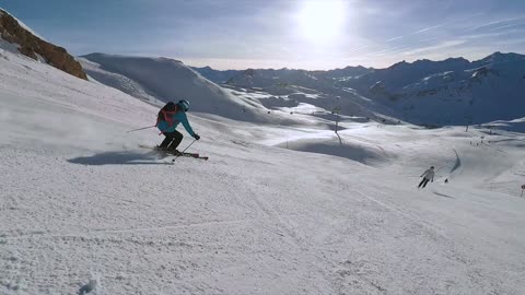 Skiing brilliantly on the snow