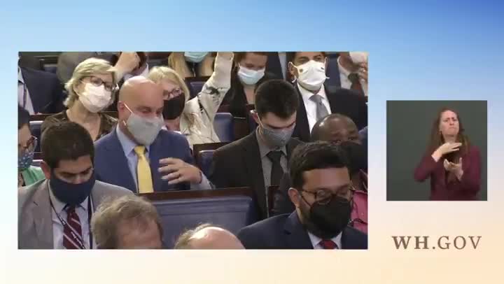 Reporter asks Psaki if the president is "going to hold another news conference?"