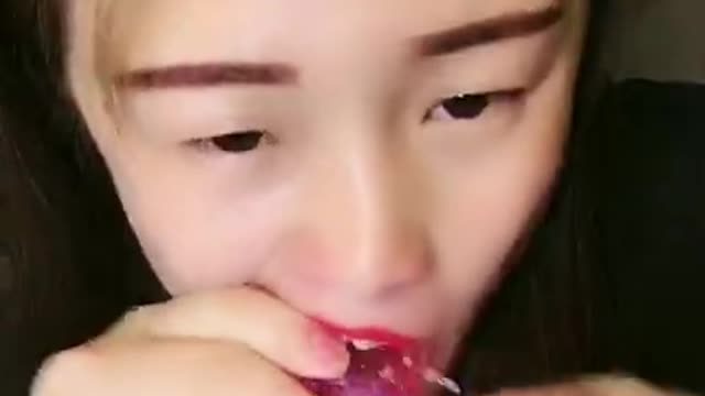 Korean girl eating candy ASMR