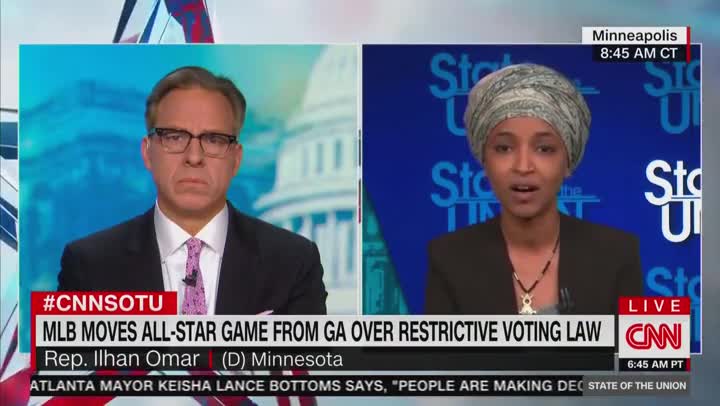 Rep. Ilhan Omar And Jake Tapper Discuss The MLB Boycott Of Georgia