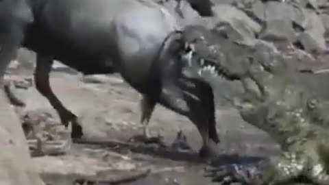 crocodile vs rhino in africa (law of nature)