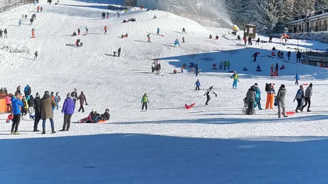 enjoying the snow and having a good time