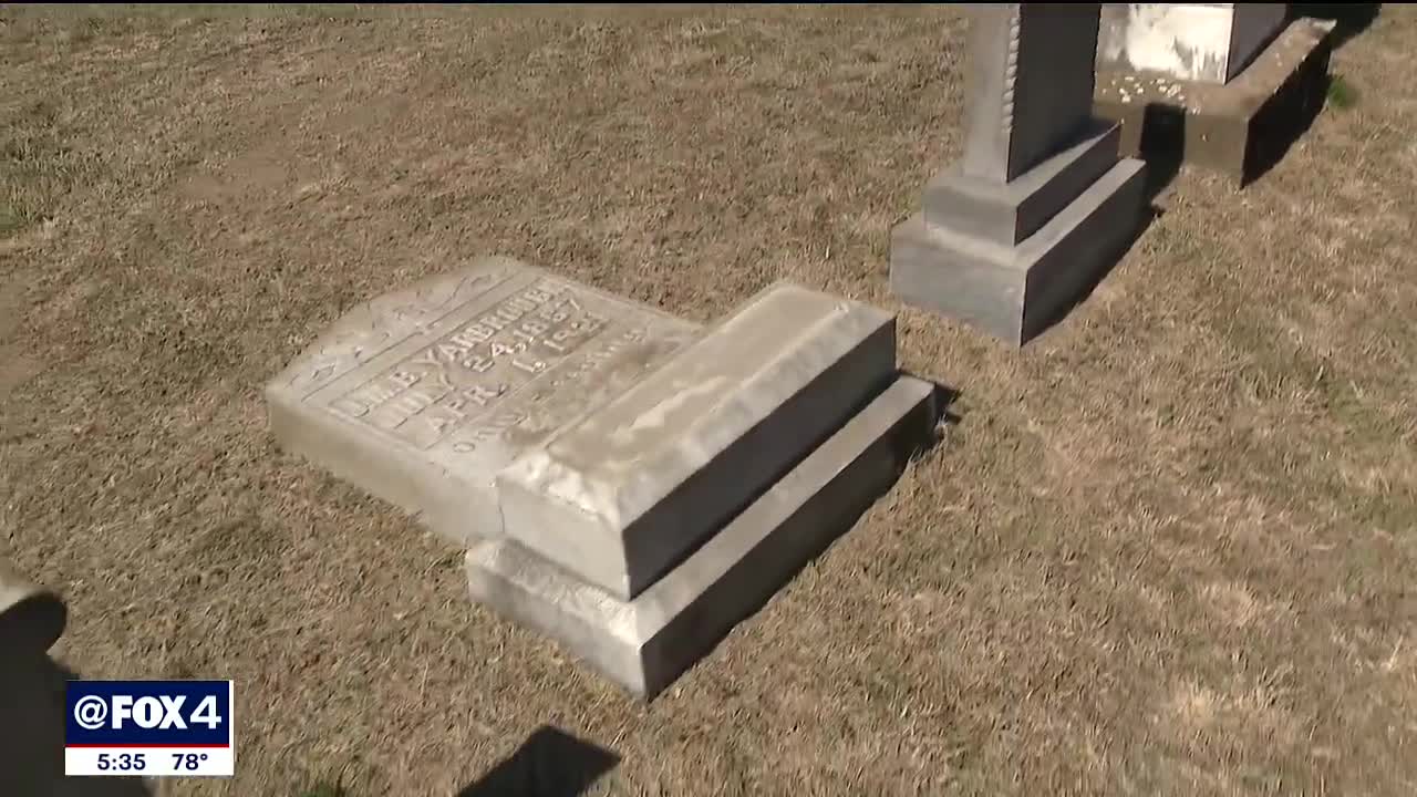 200 gravestones damaged at Waxahachie cemetery