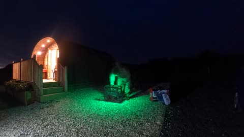 Go pro night lapse next to a glamping pod