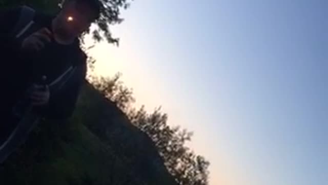 Fire blower hits friend in head and hair goes up in flaims