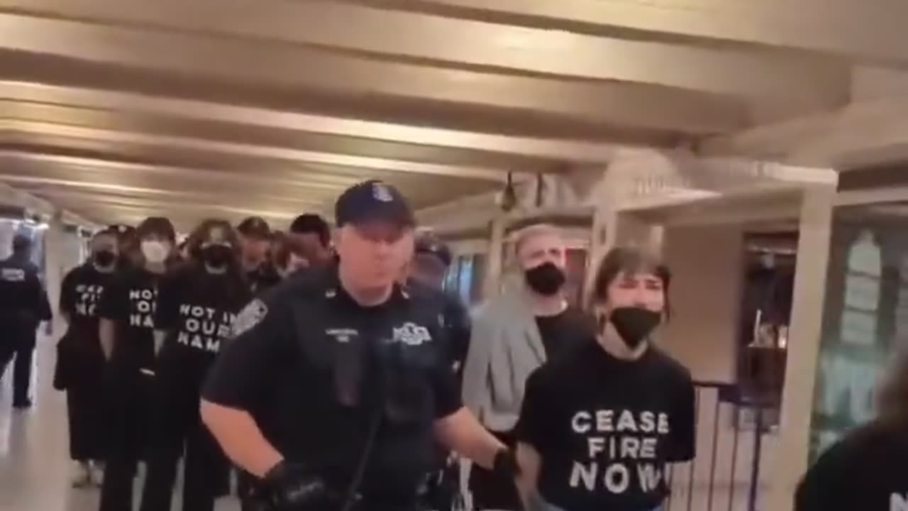 Protesters demanding for Ceasefire arrested for causing the shutdown of Grand Central Station