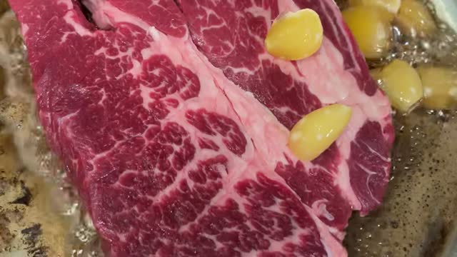 Steak with a little garlic