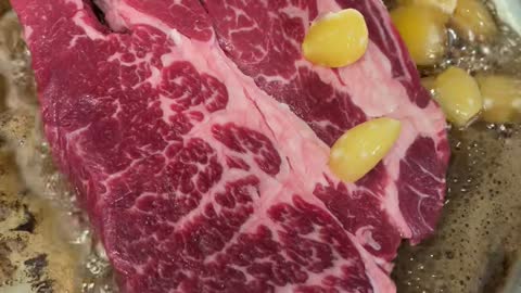 Steak with a little garlic