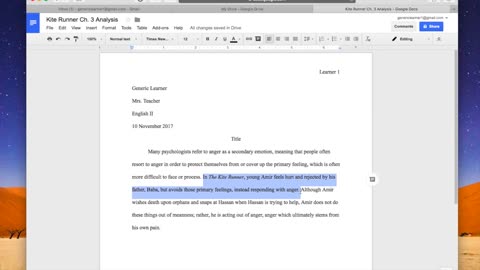 MLA format In google docs