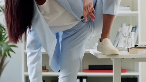 A woman looking at the camera