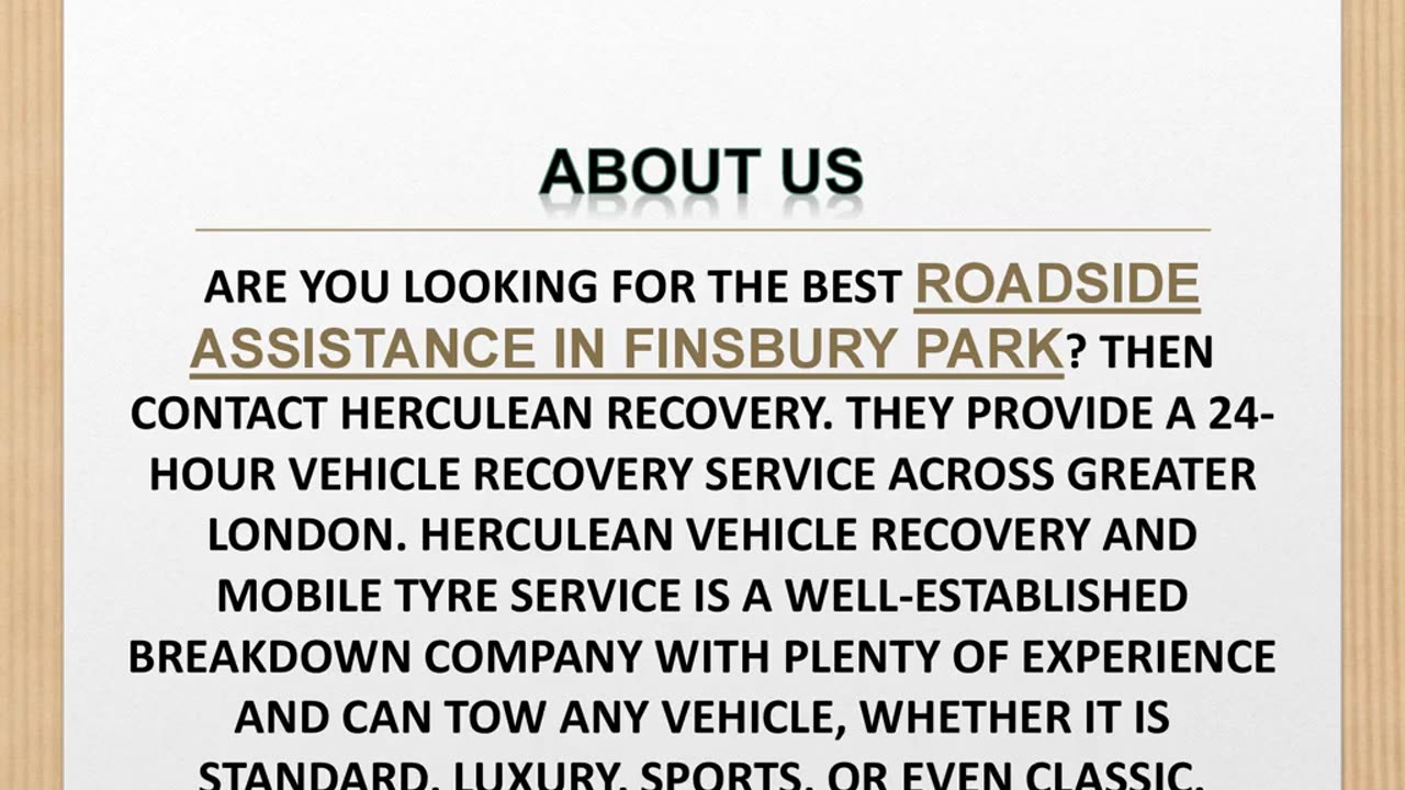 Best Roadside Assistance in Finsbury Park