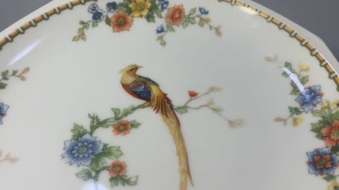 Vintage Porcelain Plate 'MZ Altrothlau CM-R' Czechoslovakia Pheasent and Flowers 7.50"