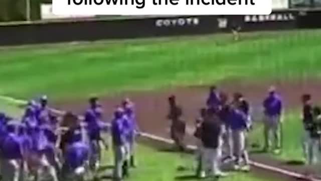 A college pitcher shovels an opposing player during a Texas home run