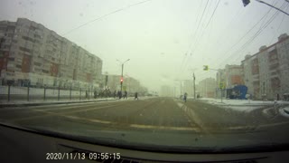 Speeding Taxi Miraculously Misses Pedestrians