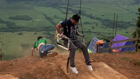 Tangled Shoe Saves Man on Dangerous Swing