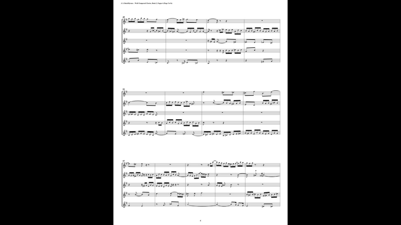 J.S. Bach - Well-Tempered Clavier: Part 12 - Fugue 04 (Clarinet Quintet)