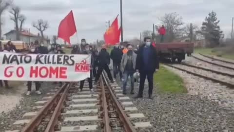 Protest proti transportům zbraní v Řecku