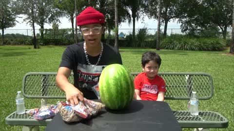 Unbelievable results when Water Melon Vs Rubber bands