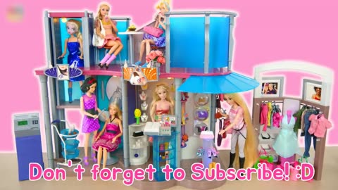 Amazing Barbie Doll Shopping Mall Set up! Pusat belanja boneka Barbie Puppe Einkaufszentrum