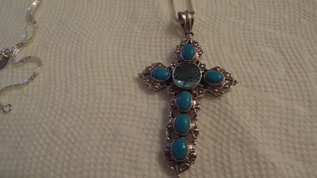 Sleeping Beauty Turquoise And Blue Topaz Cross Personal Collection