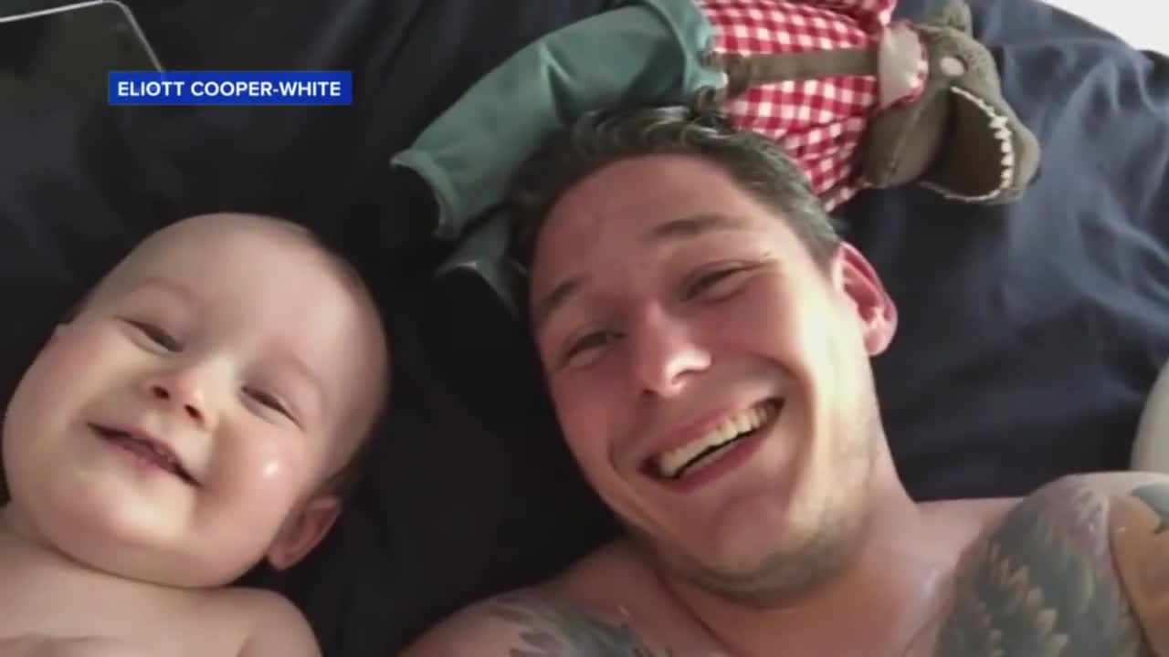 Baby laughing uncontrollably at dod will make you smile