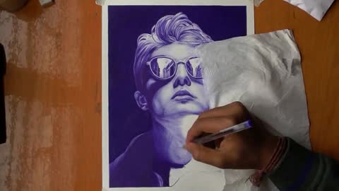 Ballpoint pen drawing timelapse realistic