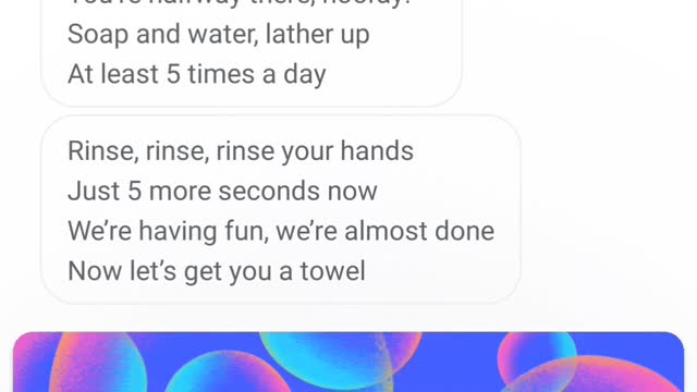 Google Assistant Singing 20 Second Handwash song.