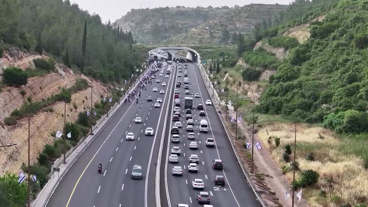 Drone shows Israelis marching to protest Netanyahu