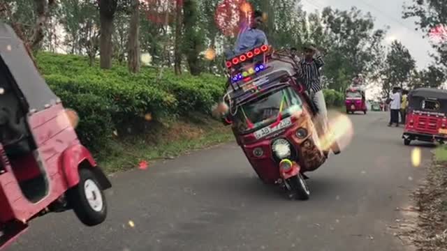 There wheeler riding