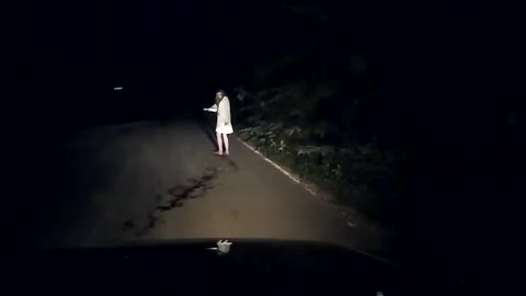 Scary Ghost lady on road at mid night,So scary