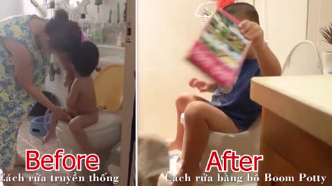How To Clean Baby 1 years old After Poop With Special Method by Boom Potty