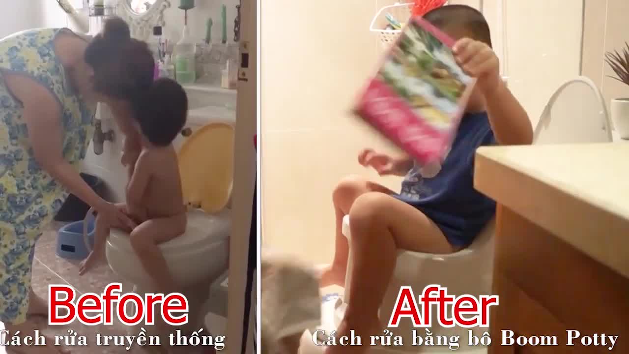 How To Clean Baby 1 years old After Poop With Special Method by Boom Potty