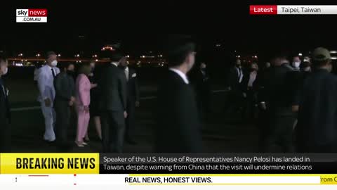 Nancy Pelosi lands in Taiwan