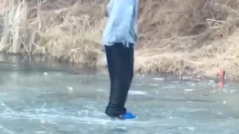 Full send grey sweatshirt falls through ice