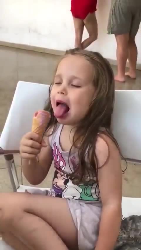 When You To Sleepy But Want To Eat Ice Cream ~ Kids Are So Funny