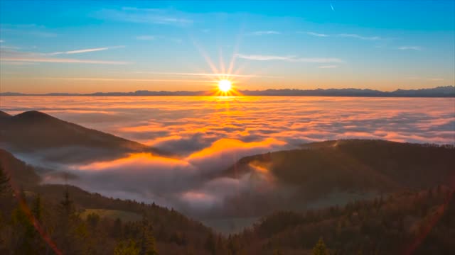 Sunrise fog landscape